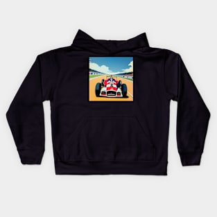 Vintage F1 Formula One Race to Finish line Kids Hoodie